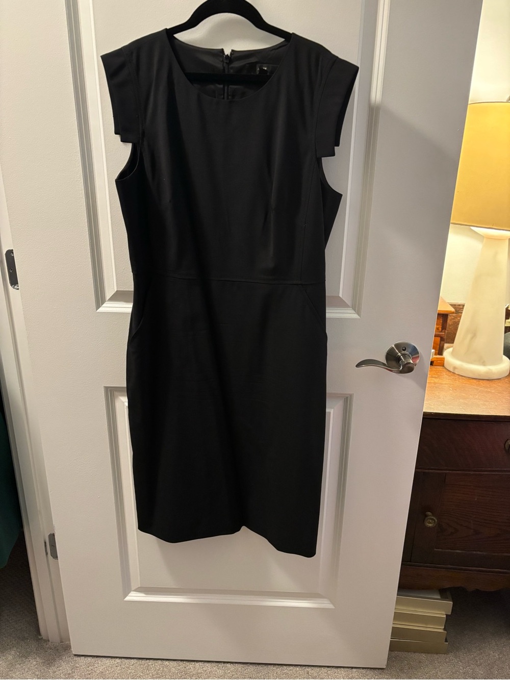 J. Crew Black “Resume” Sheath Dress with Cap Sleeves